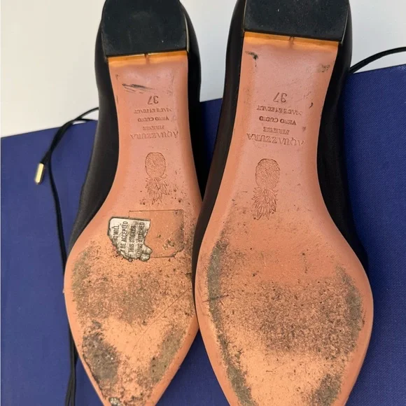 Aquazzura Christy Lace-Up Ballet Flats - Black 37 - Picture 9 of 11